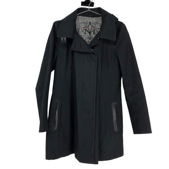 Mackage Jackets & Blazers - Mackage Black Trench Coat with Leather Trimming Pockets  Hooded Softshell